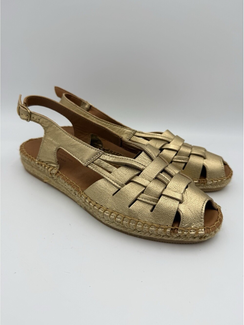 NAGUISA ETEL LIGHT GOLD ESPADRILLE STRAP SANDAL SZ EU 39 WOMEN US 8.5 NWOB
